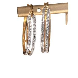 Large Vermeil White Sapphire Double Hoop Women’s Designer Earrings